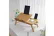 Height Adjustment Laptop Foldable Tray Lazy Table With Drawer Bamboo - Second Medium