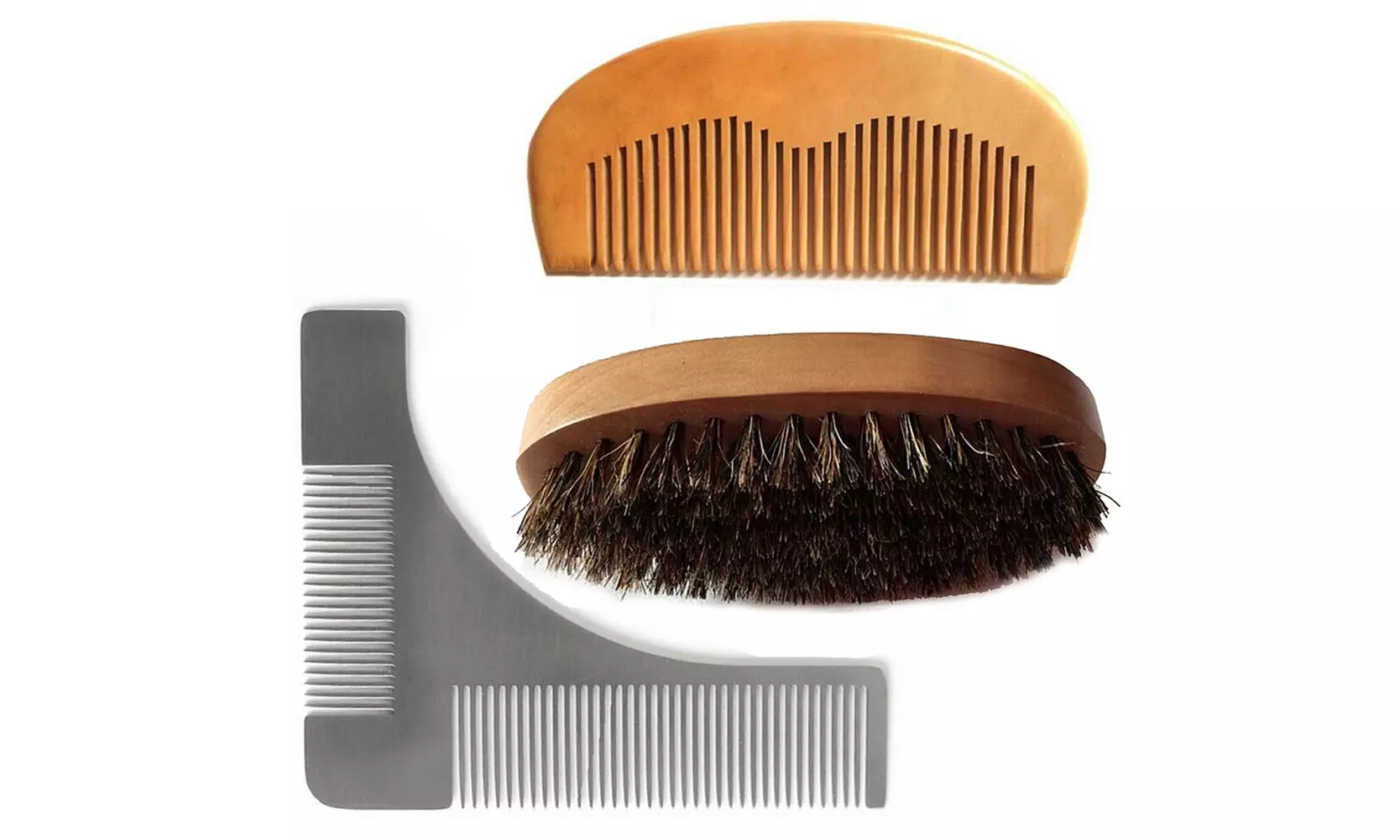 Magik Beard Mustache Hair Face&Neck Style Groom Aid Shaping Tool Comb Brush Set - Primary Image