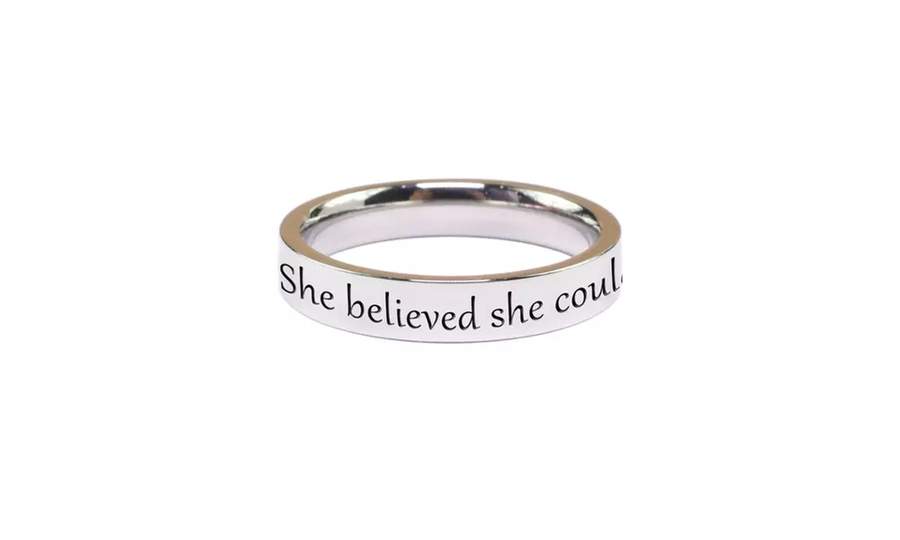 Pink Box Solid Stainless Steel Comfort Fit Inspirational Ring - Primary Image