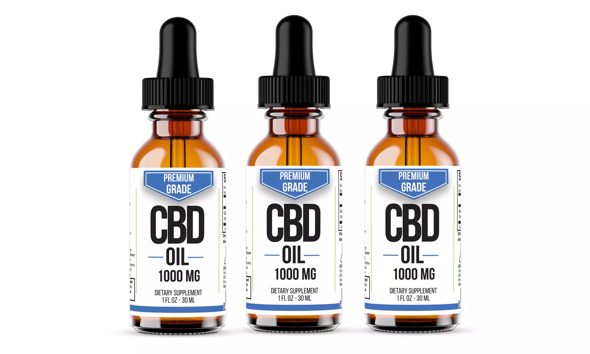 Premium Grade 100% Natural CBD Oil 1000mg (1- 2- or 3- Pack) - Second Medium