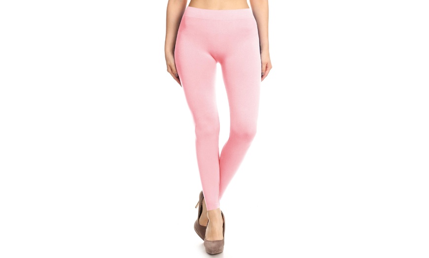 Image 57: Plus size,Solid Color Basic Soft Comfy Elastic Waistband High Waist Leggings