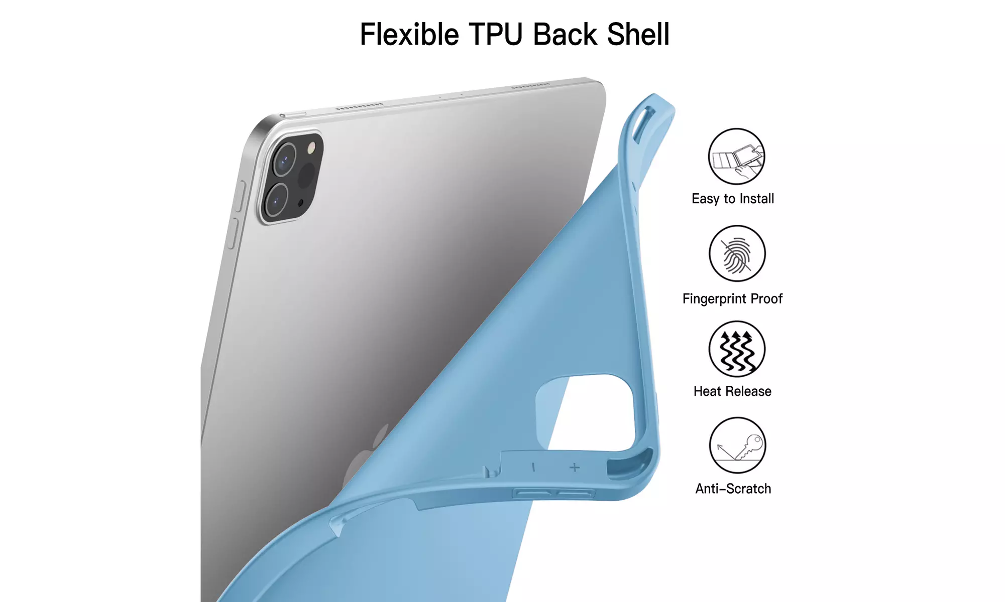 iPad Pro 12.9'' (2022/2021) Case with Pencil Holder, Support 2nd Pencil Charging