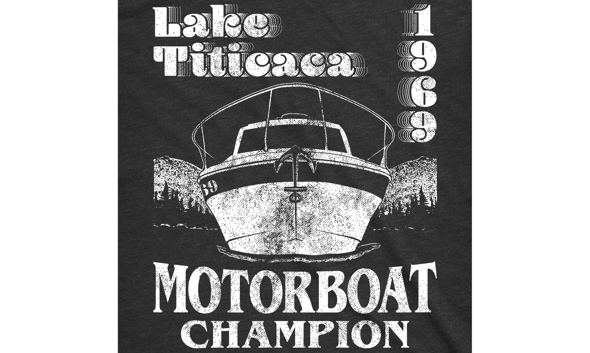 Mens Lake Titicaca Motorboat Champion Tshirt -5XL - Second Medium