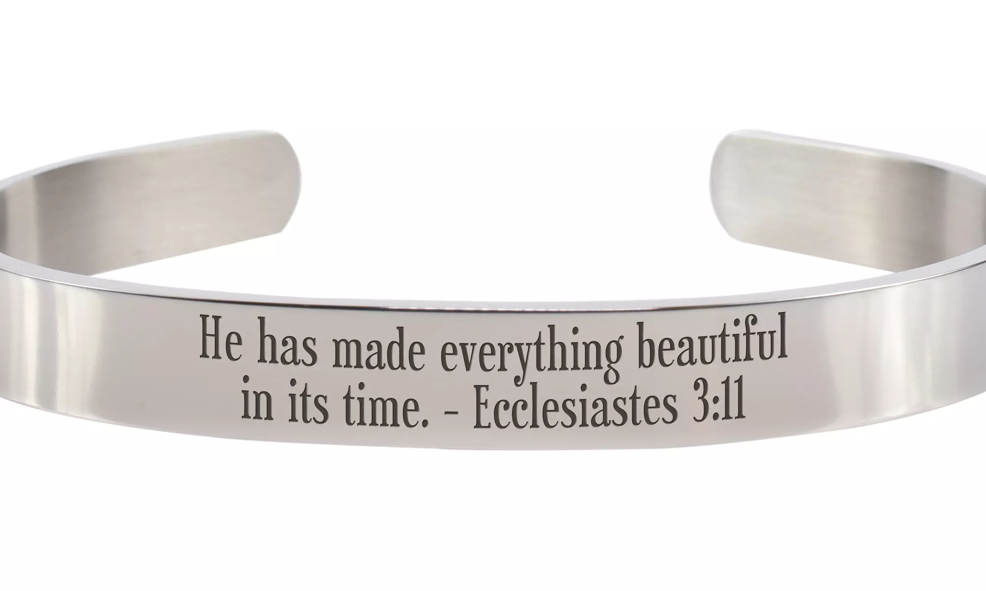 8MM Solid Stainless Steel Scripture Cuffs by Pink Box - Part 2 - Primary Image