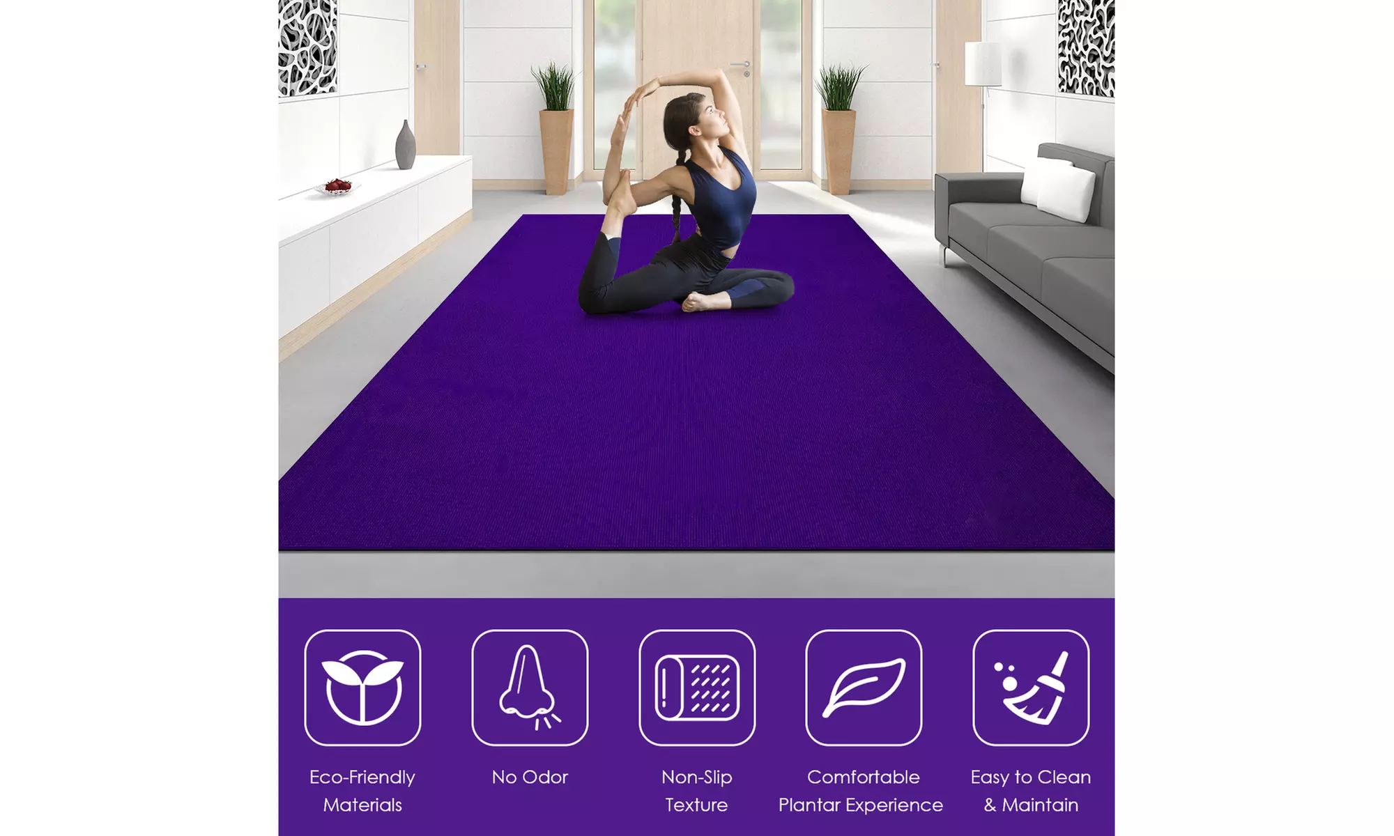 Large Yoga Mat 6' x 4' x 8 mm Thick Workout Mats for Home Gym Flooring