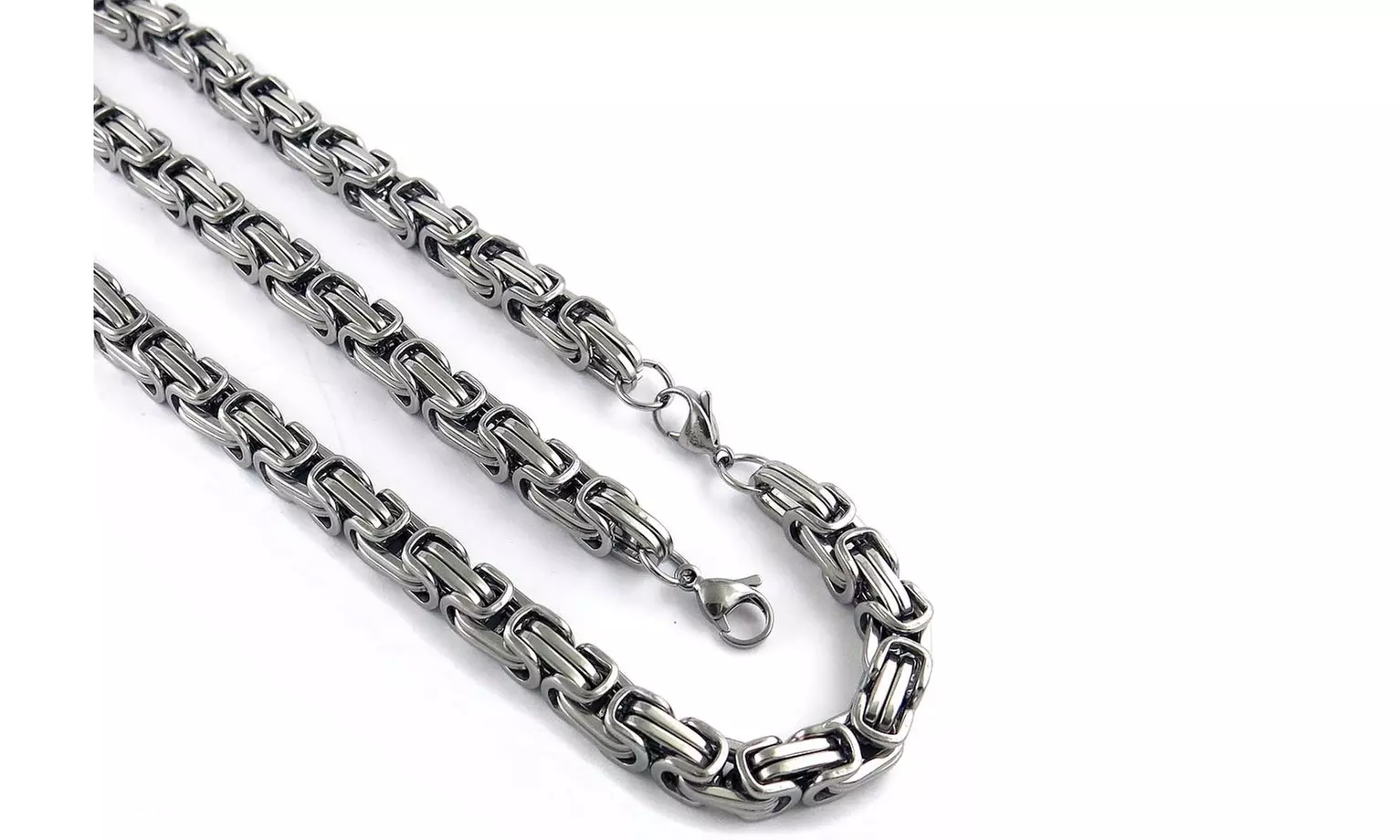 Men's Stainless Steel 24 Inch Byzantine Necklace Multiple Styles Available 