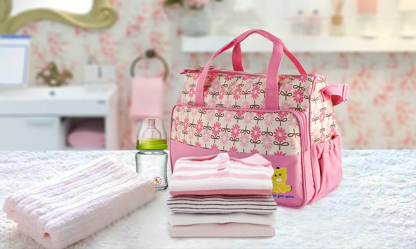 iMounTEK Baby Diaper Bag Set with Changing Pad, Bottle Holder & Food Bag (5pcs)