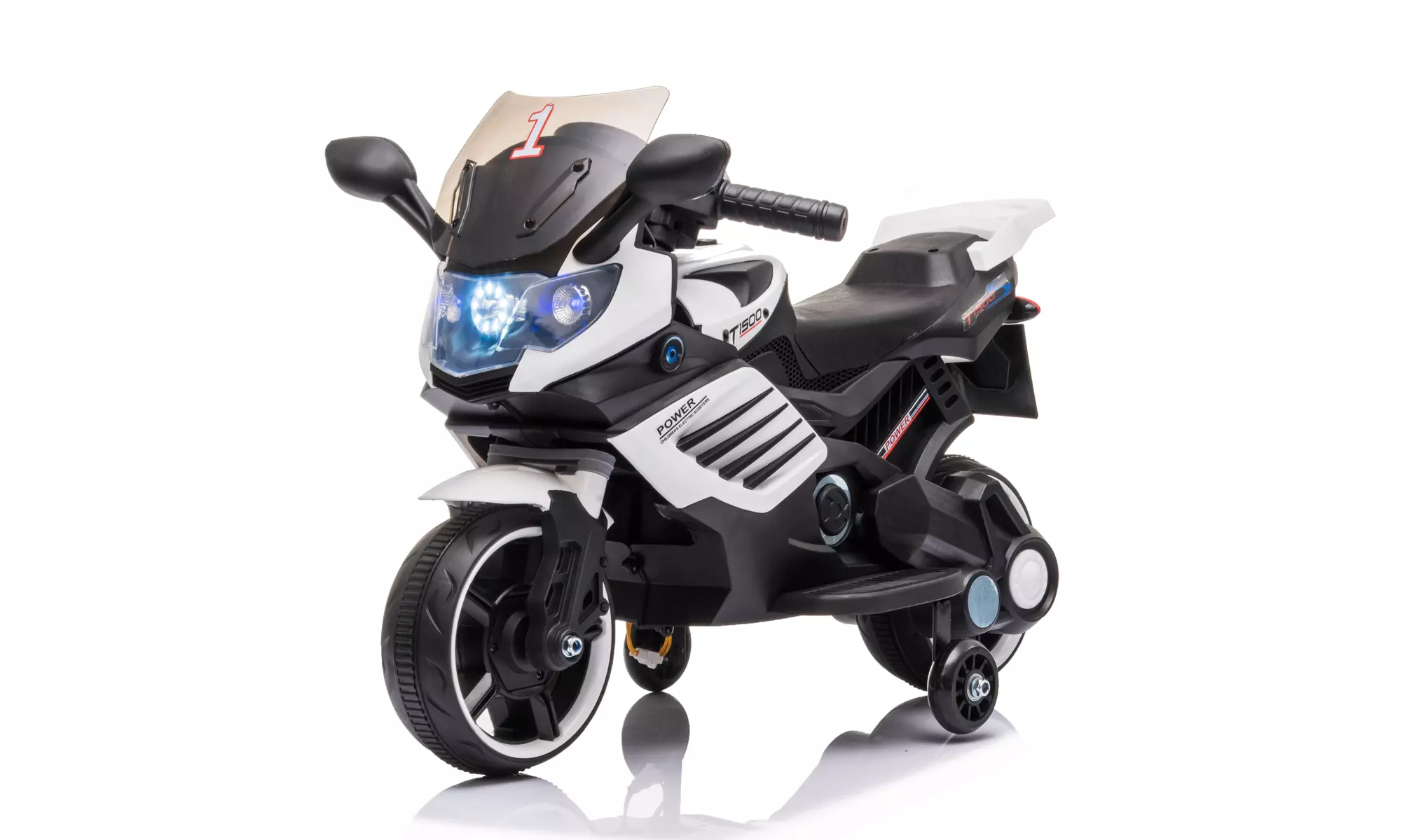 Single Drive 6V 4.5A.h Children's Motorcycle without Remote Control White - Primary Image