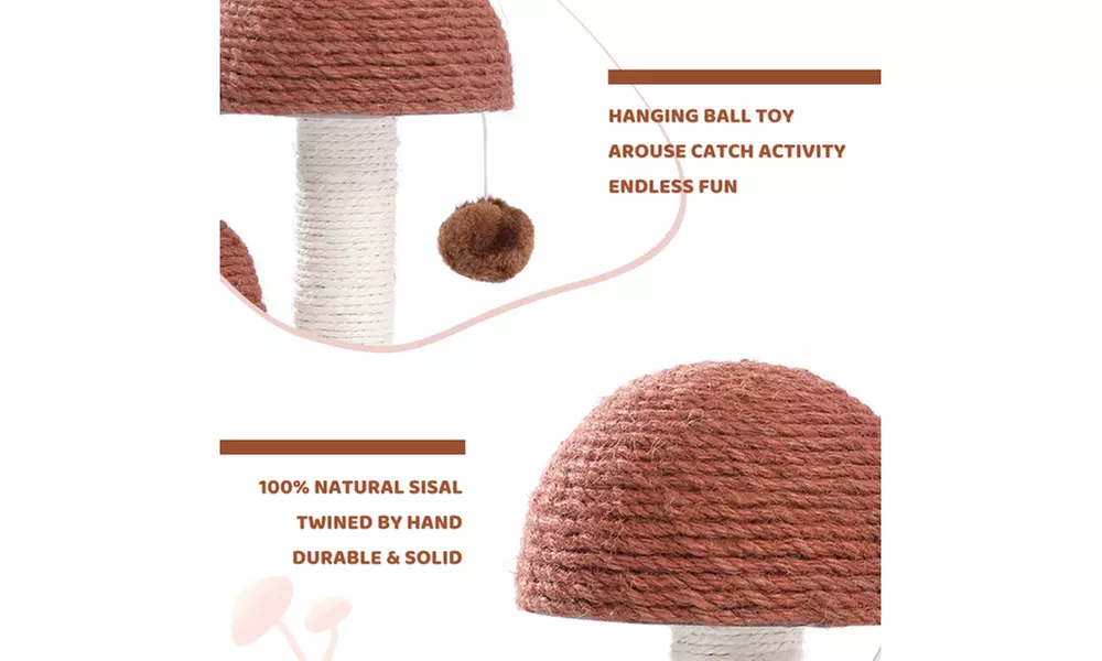 Cat Scratching Post Mushroom Claw Scratcher with Natural Sisal Ropes - Second Medium