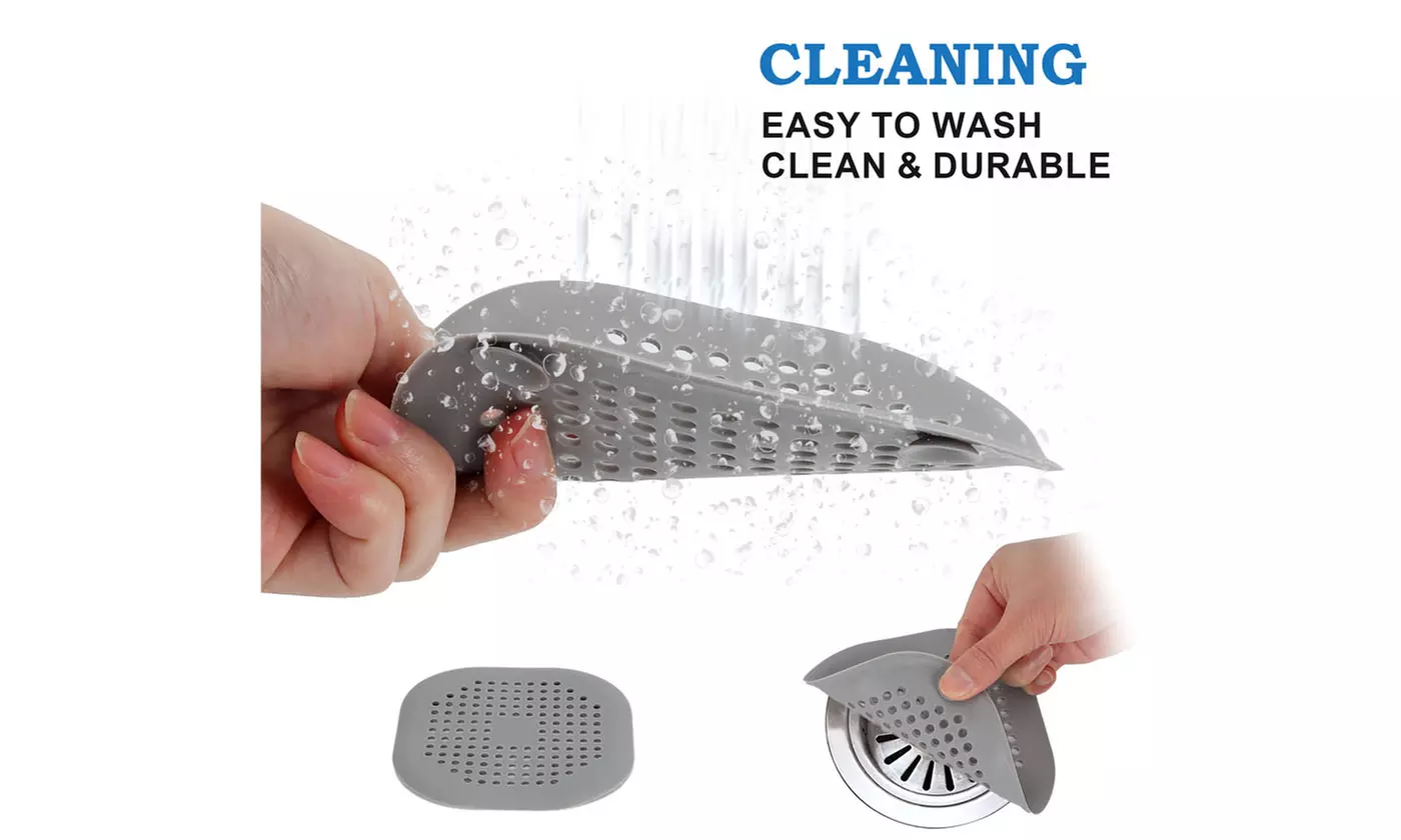 4Pcs Silicone Sink Drain Covers Hair Catchers Stopper with Suction Cup
