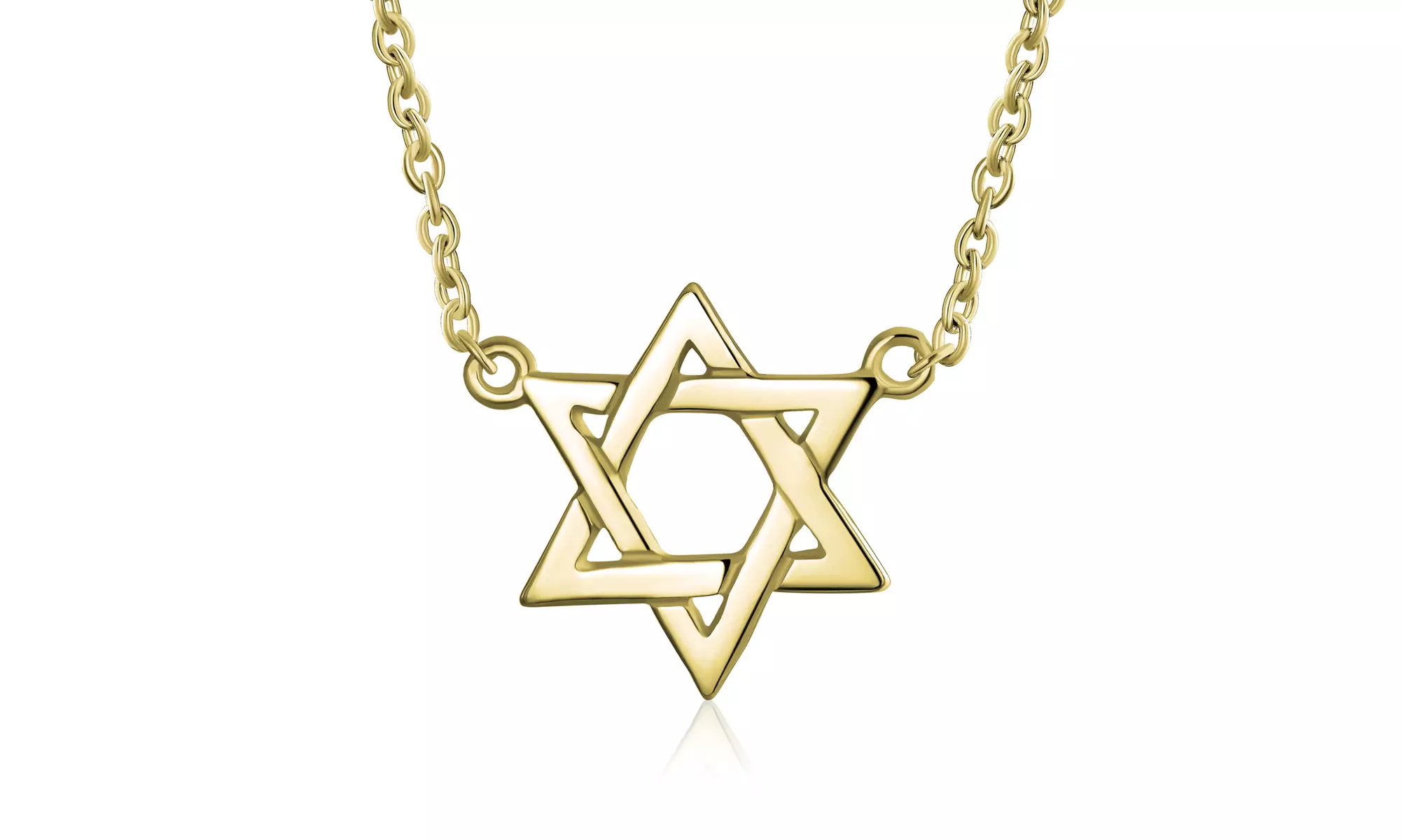 Menorah Star David Jewish Pendant Necklace Intertwine Gold Plated - Primary Image