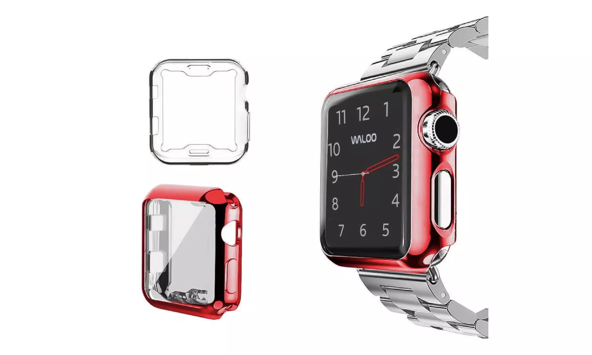 Two-Pack Waloo Electroplate Protective Cover for Apple Watch for Series 1-9 - Second Medium