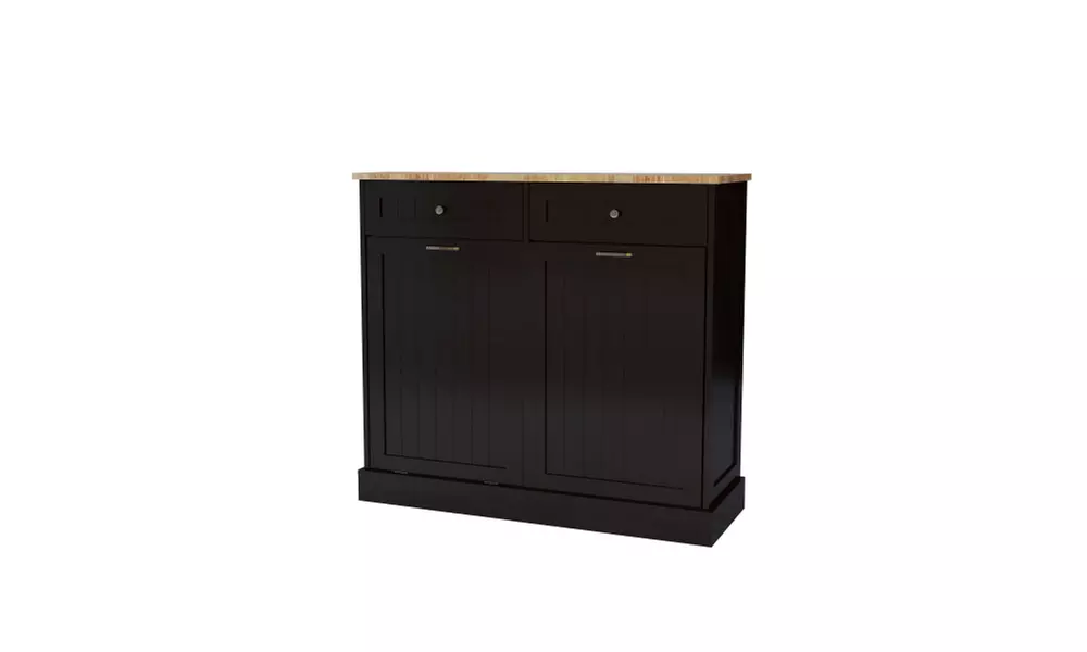 Two Drawers and Two-Compartment Tilt-Out Trash Cabinet Kitchen Trash Cabinet - Second Medium