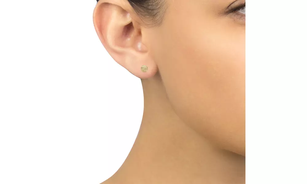 Textured Stud Earring In 14K Gold by Moricci