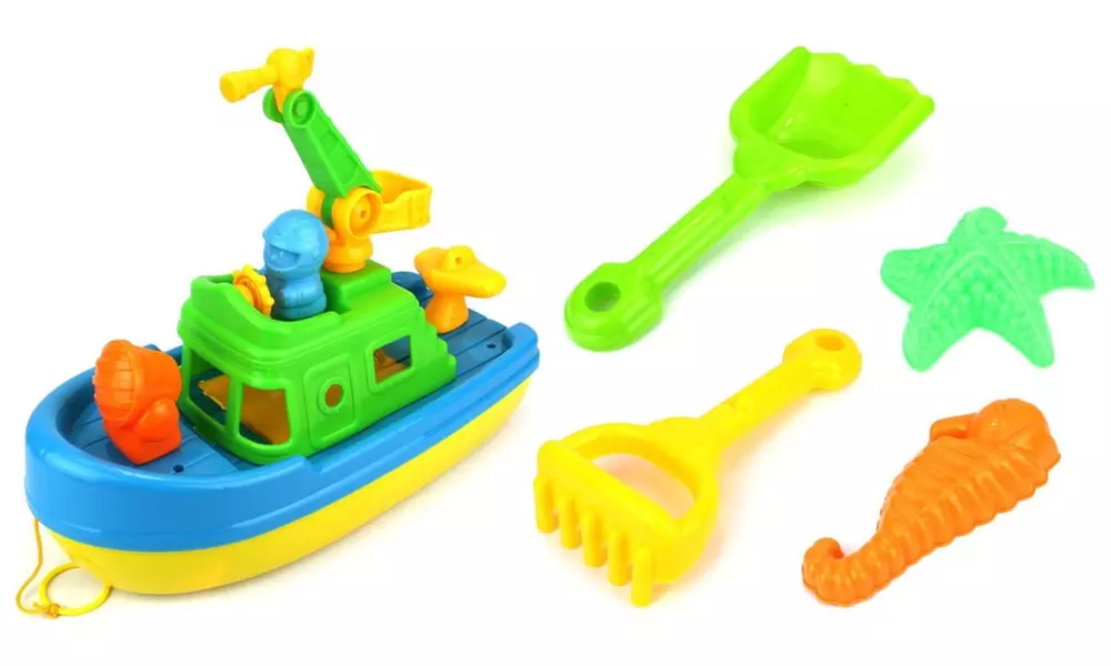 Rescue Tug Boat Children's Kid's Toy Beach Sandbox Boat Playset - Primary Image
