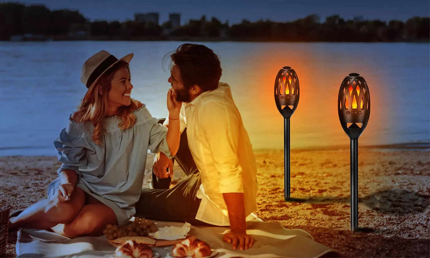 iMounTEK 60-LED Tiki Torch Flame Speaker with Wireless Audio & Ambient Light
