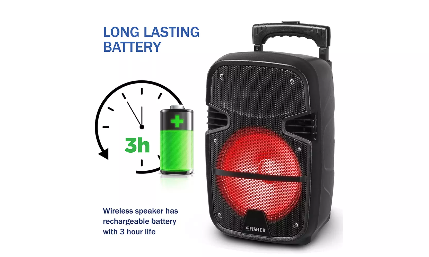 FISHER Speaker Bluetooth Wireless With LED Lights 1500w PEAK Power Karaoke  - Primary Image