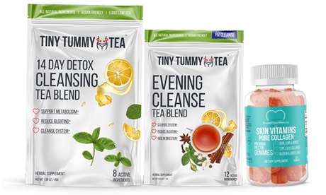 Tiny Tummy Cleanse/Detox Tea & Pure Collagen Gummy (3-Pack) 3-Pack