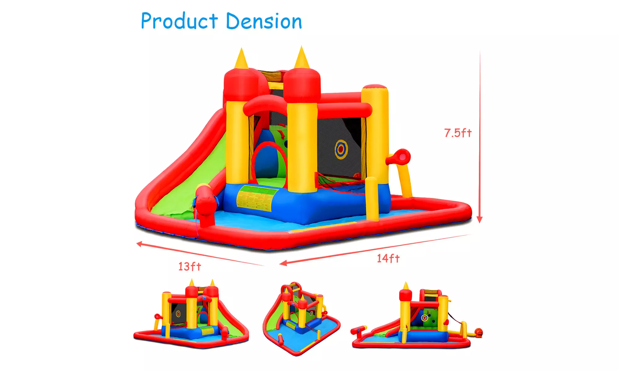 Inflatable Water Slide Jumping Bounce House Bouncy Splash Park w/ Ocean Ball - Second Medium