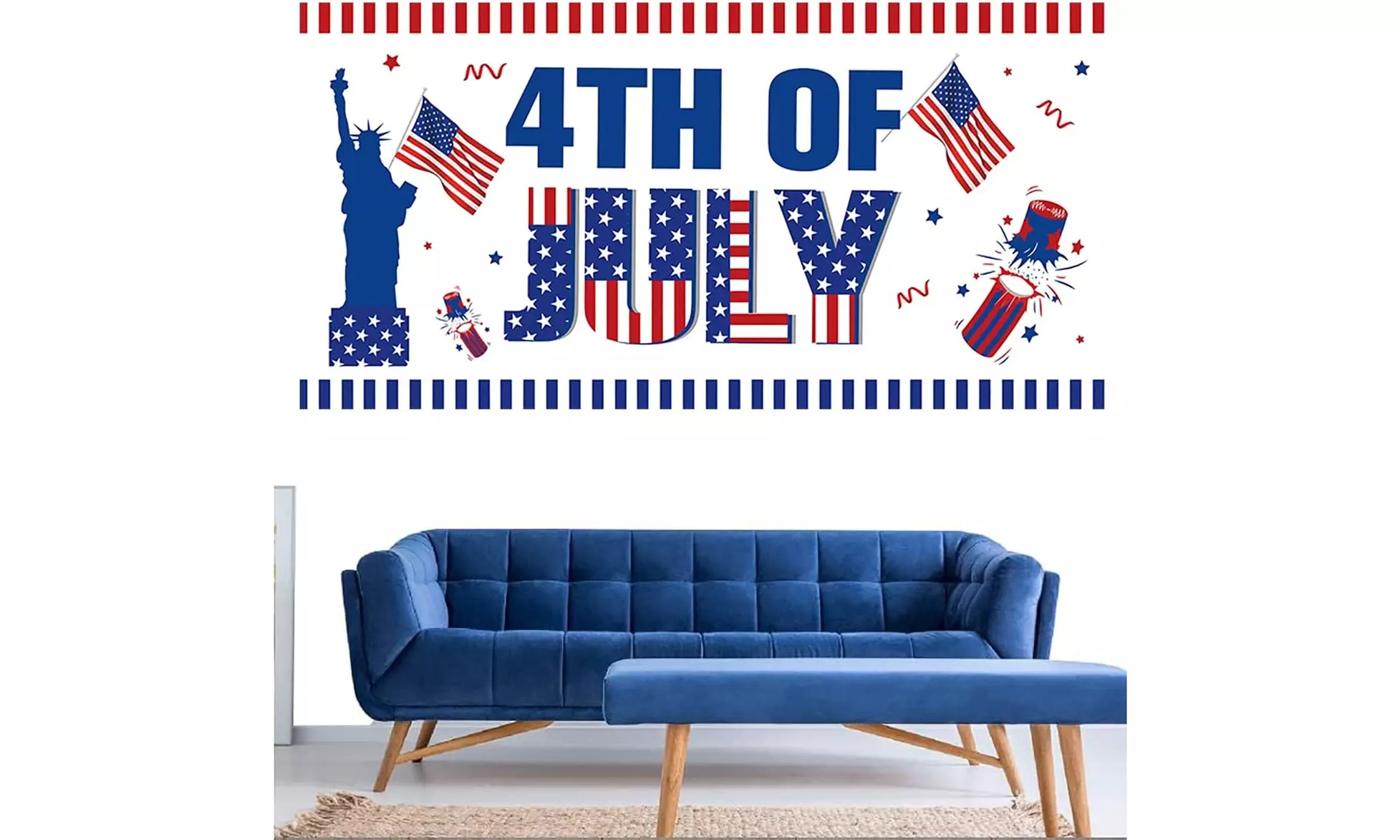 4th of July Backdrop for Independence Photo Background Banner - Second Medium
