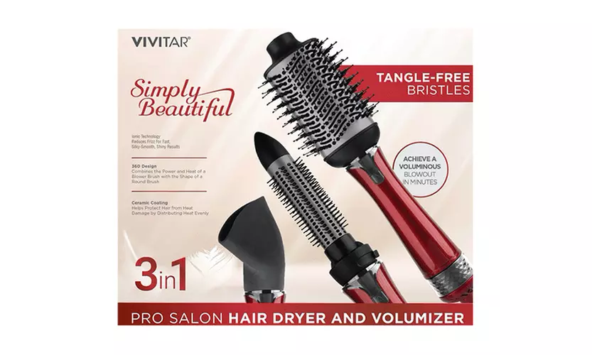 Vivitar 3 in 1 Hot Air Dryer & Volumizer with Negative Ionic Technology - Red - Primary Image