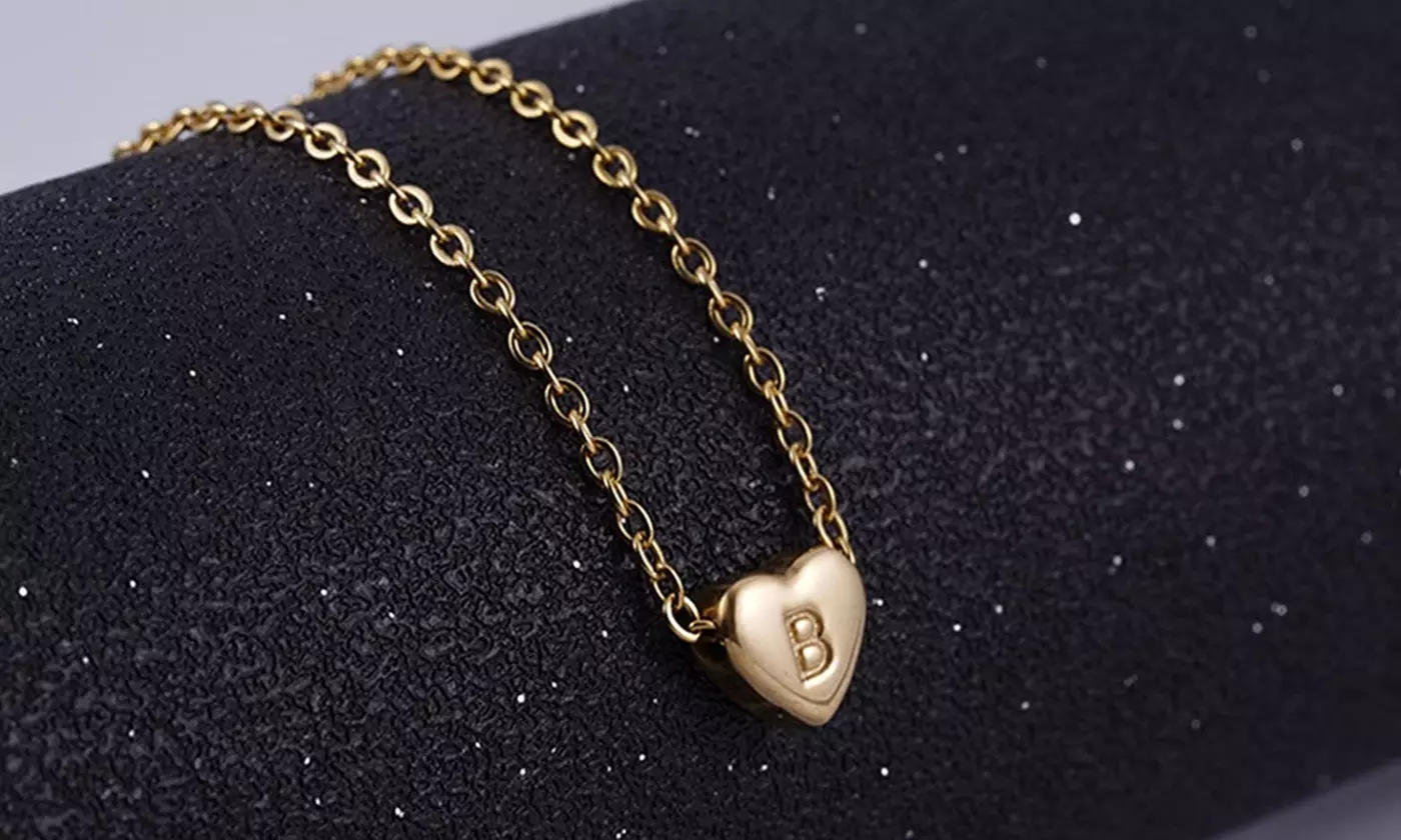 Initial Heart Pendant Necklace Letter Heart Choker Necklace