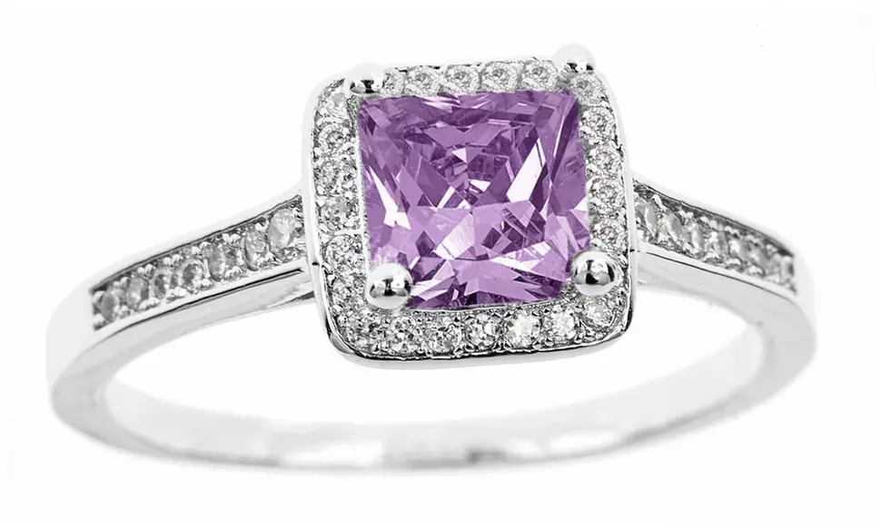 Princess Cut Birthstone Halo Rings By Mina Bloom Size 6-9