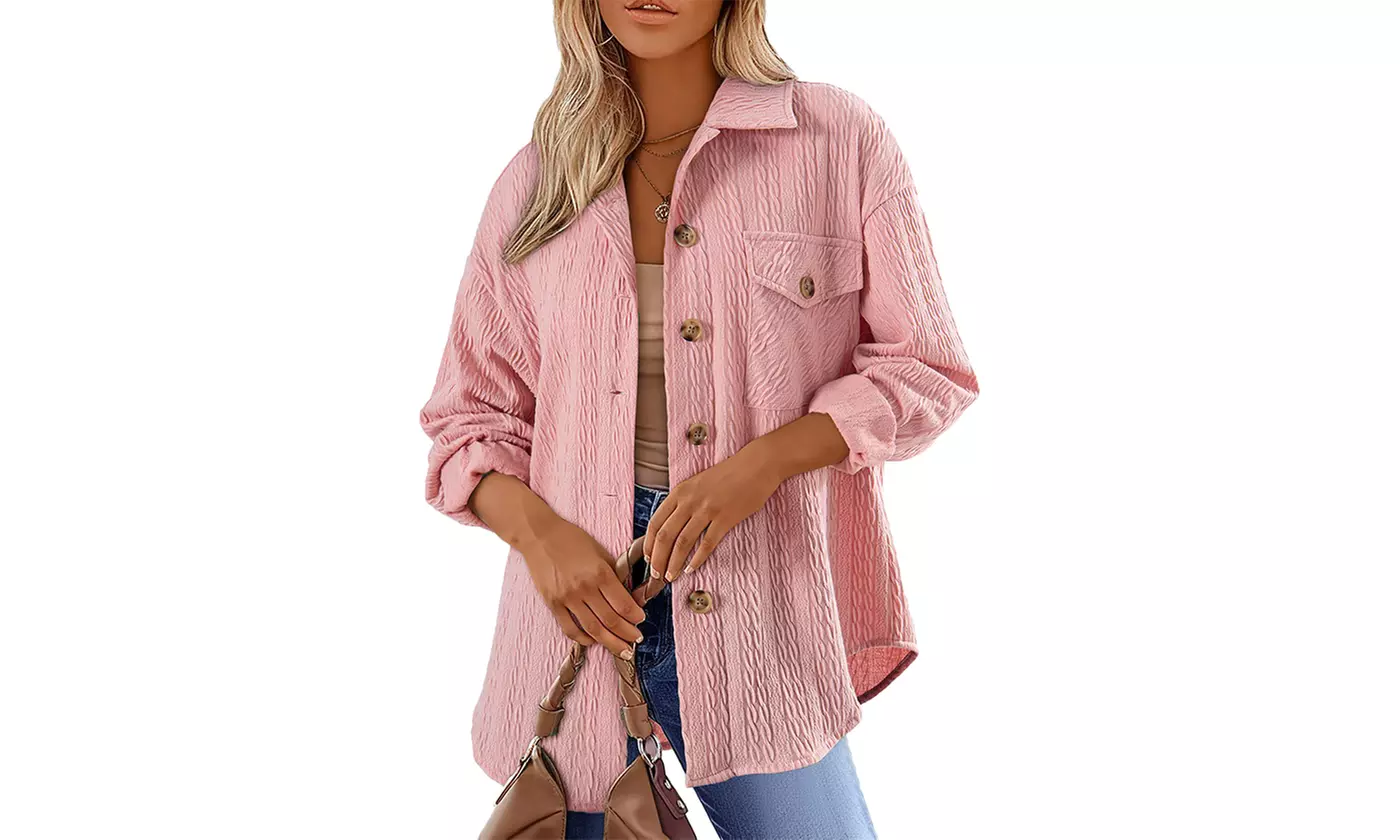 Bohuma Women's Shacket Jacket Long Sleeve Button Down Shirts