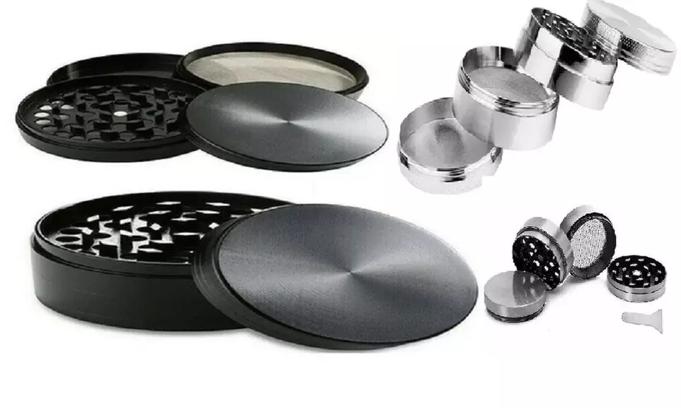  Herb Tobacco Grinder Spices Herbs Crusher 4 Pieces Metal Stainless Steel - Primary Image