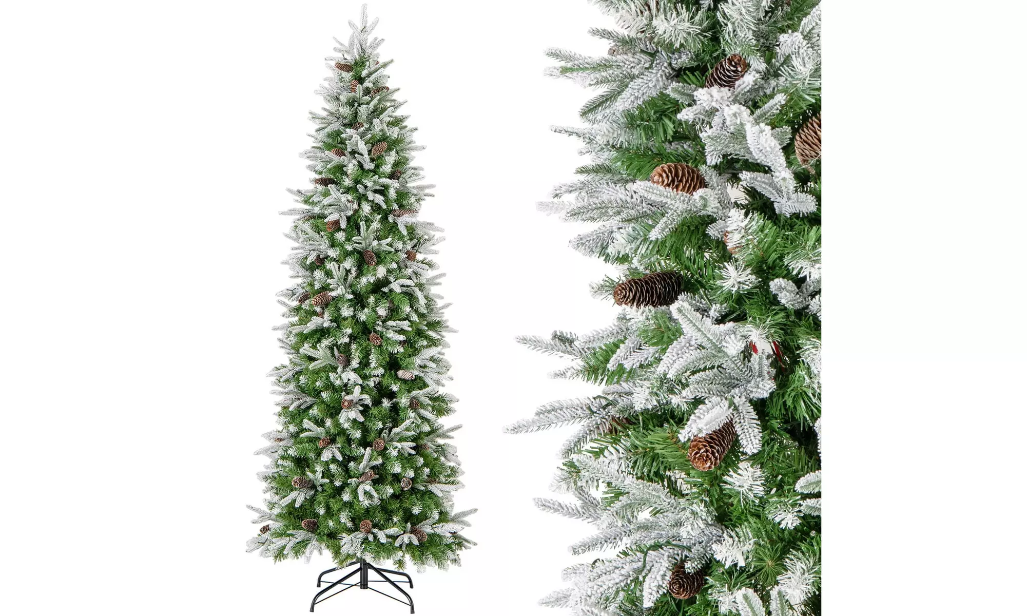 Costway 6/7.5/9 FT Christmas Tree with PE PVC Branch Tips Warm White LED Lights