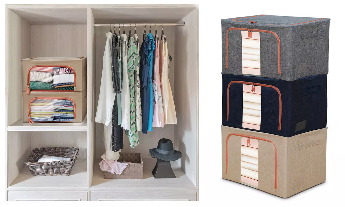 Oxford Cloth Steel Frame Large Capacity Clothes Quilt Luggage Storage Box - Primary Image