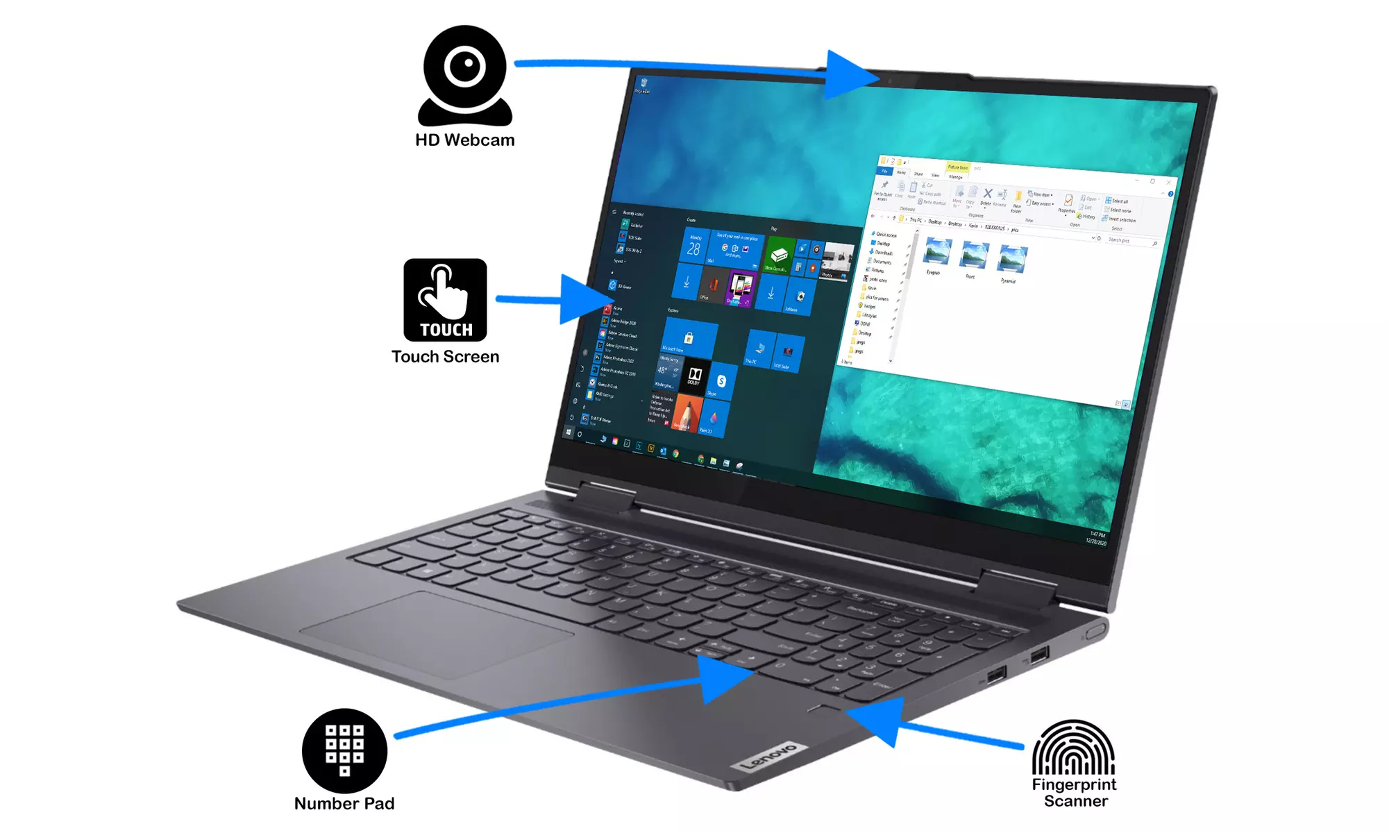 Lenovo Yoga 7i, 15" FHD Touch, i5-1135G7, 8GB RAM, 256GB SSD, Windows 10 Home - Second Medium