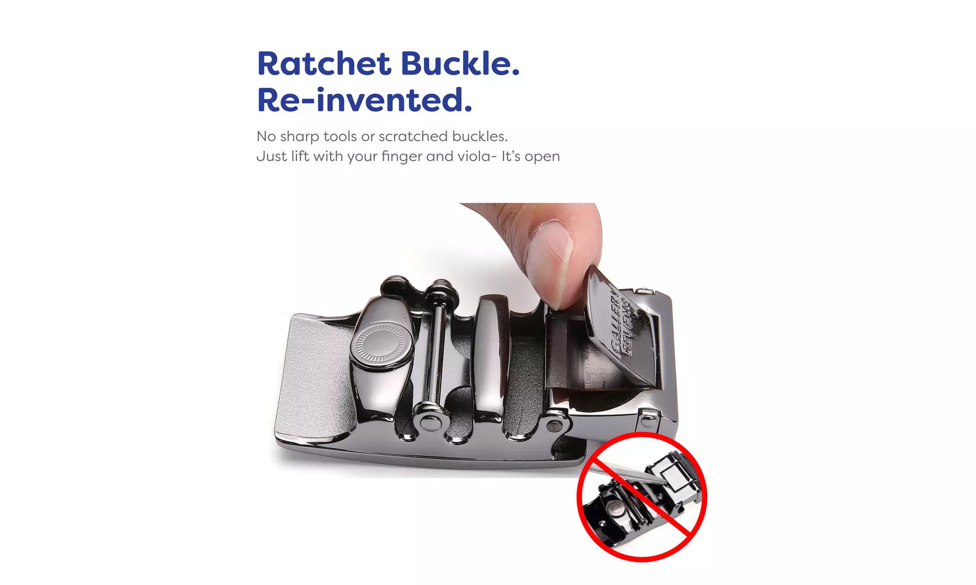 Men's Adjustable Leather Ratchet Belt Textured Buckle - Fits Waist of 28" to 44" - Primary Image