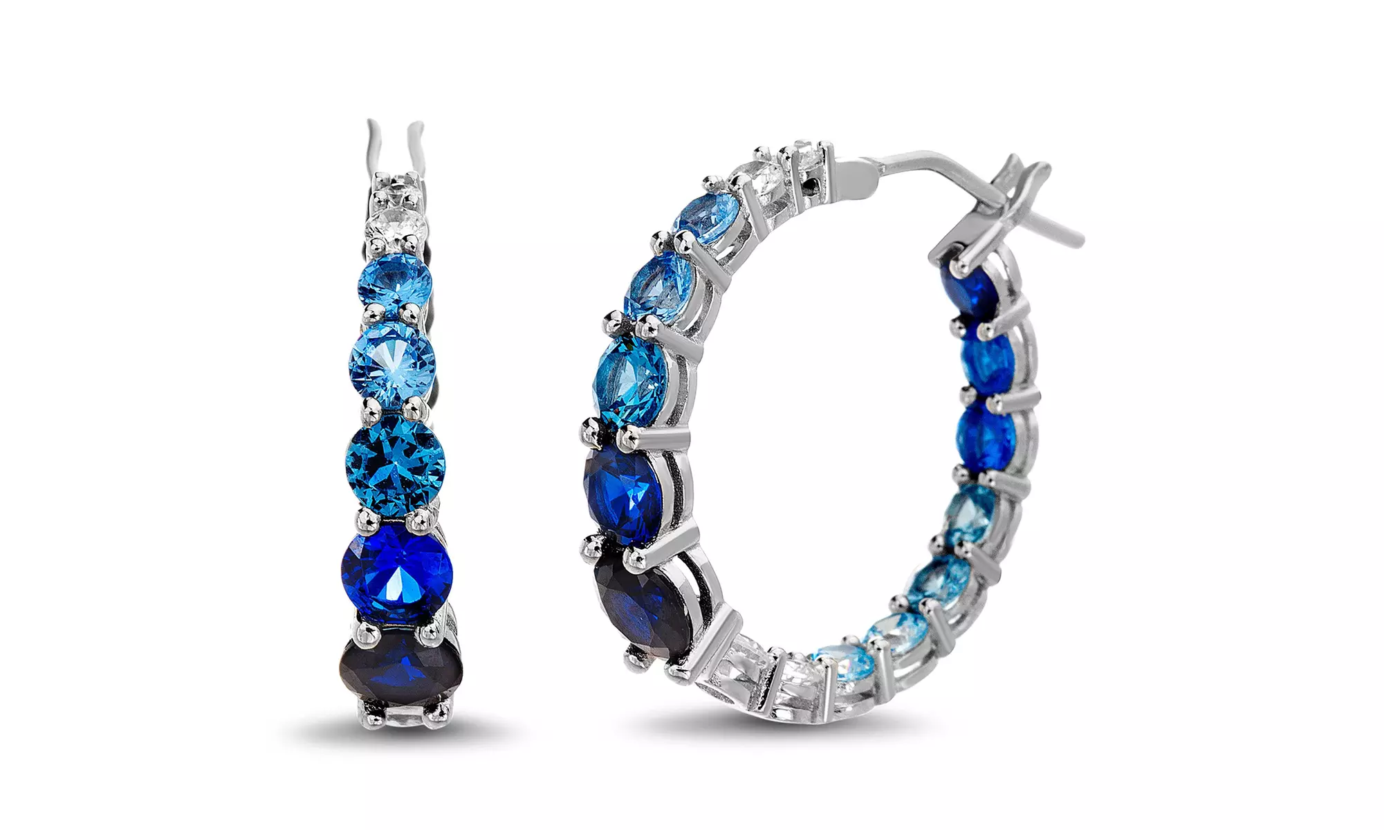 Lesa Michele Multi-Color In & Out Hoop Earring in 18K Gold Over Sterling Silver - Primary Image