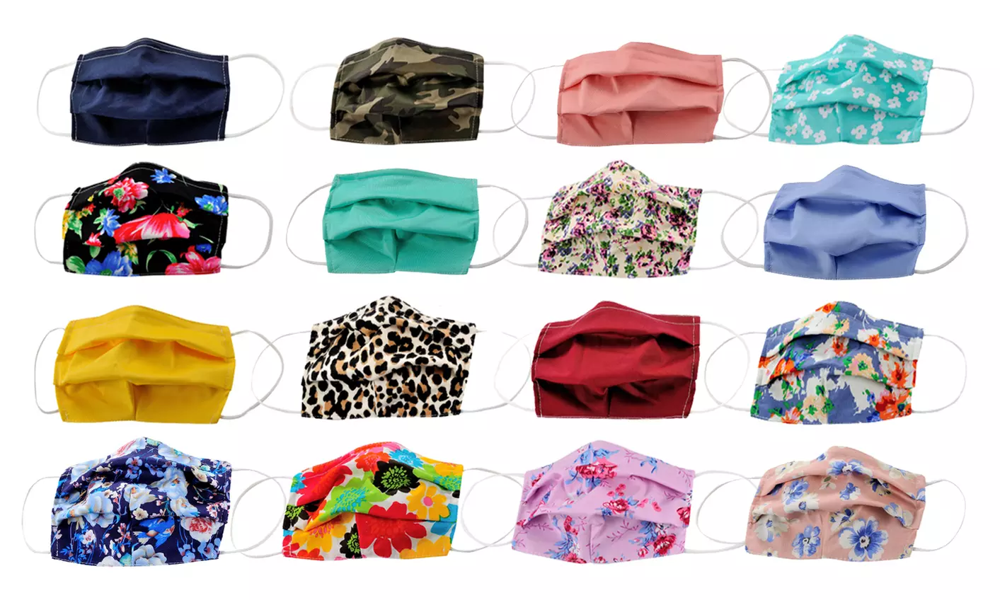 5-Pack Pleated Reusable Cotton Non-Medical Masks with Adjustable Nose Bridge - Primary Image