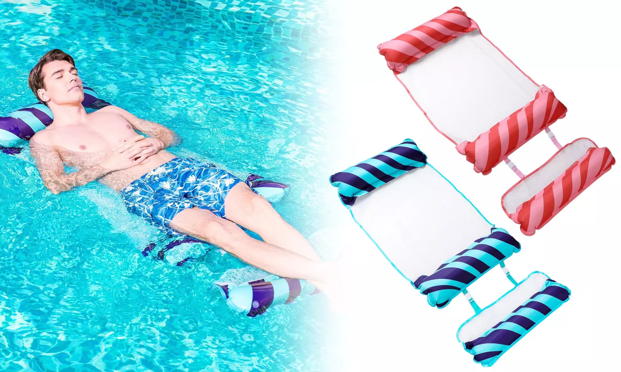 4 in 1 Pool Float Hammock Inflatable Pool Float Multi Purpose Swimming Pool  - Primary Image