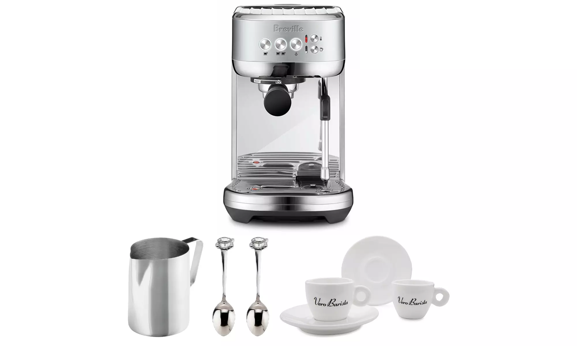 Breville BES500BSS Bambino Plus Espresso Machine, Brushed Stainless Steel Bundle - Primary Image
