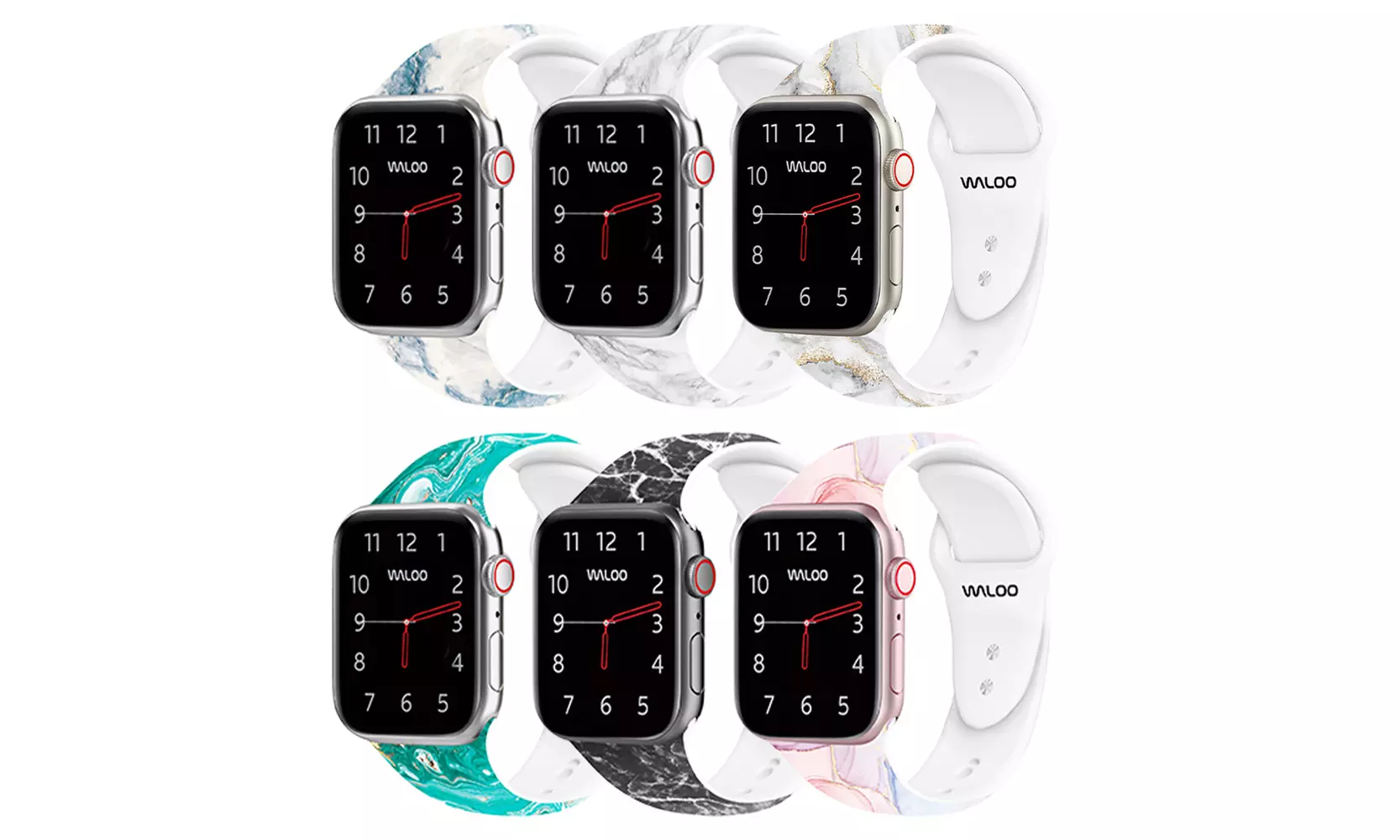 Waloo Soft Silicone Marble Pattern Replacement Band for All Apple Watch - Primary Image