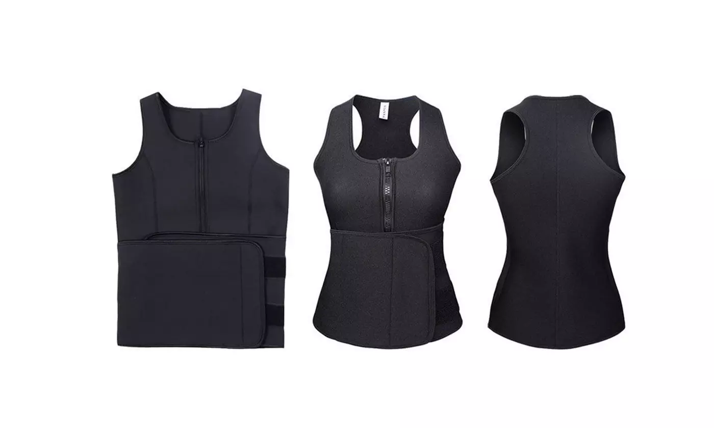 Women Sweat Suit Waist Trainer Vest Body Shaper Slimming Adjustablet Belt 