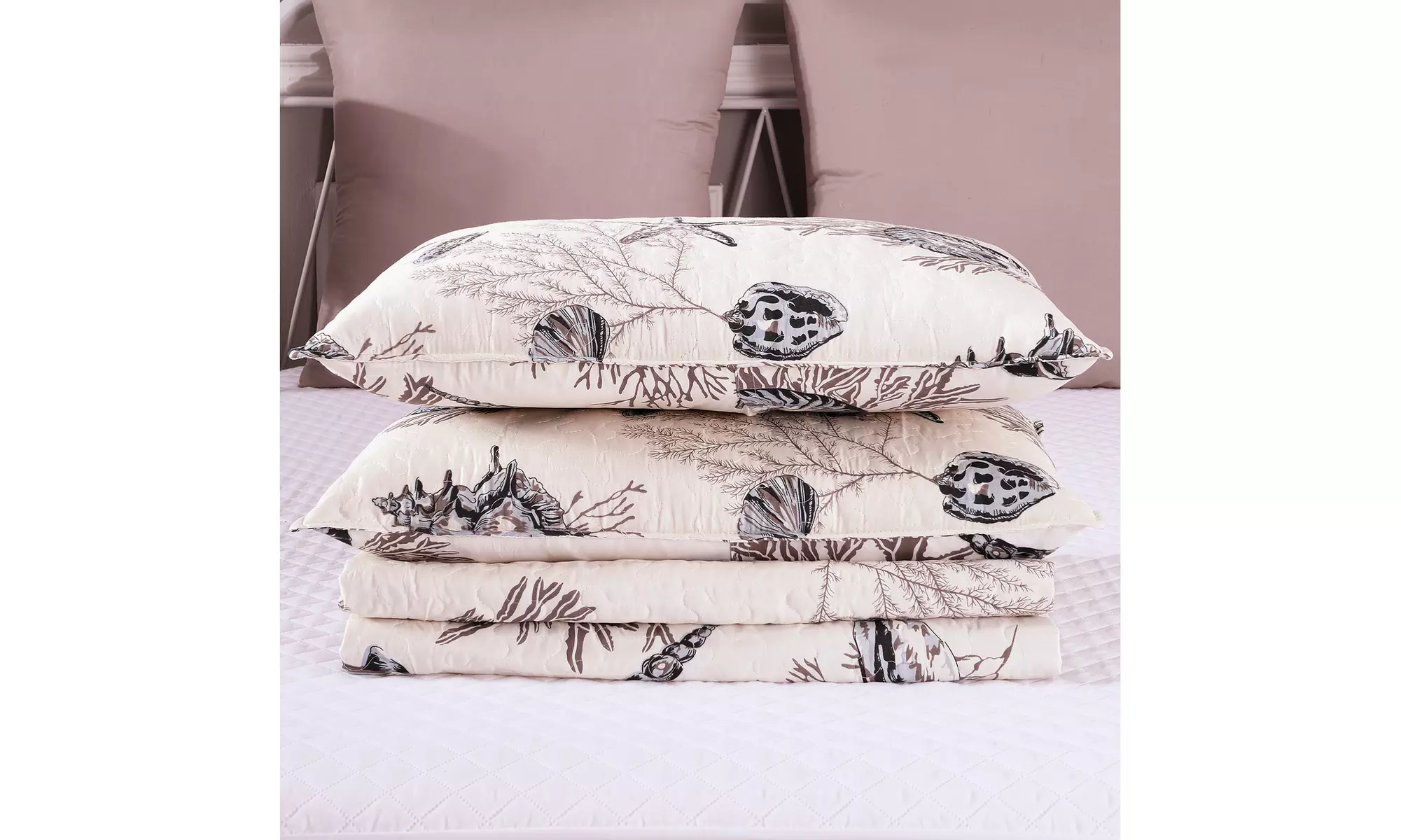 JML 3-Piece Reversible Quilt Set,Home Collection Printed Bedspread With 2 Shams