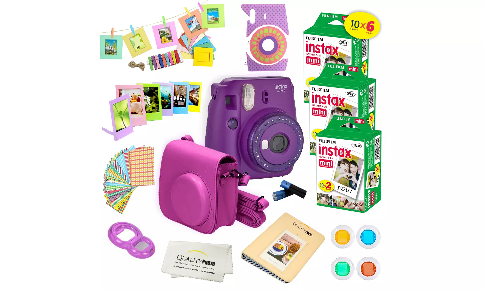 Fujifilm Instax Mini 9 Instant Camera and Accessories Set with 60 Film Sheets - Primary Image