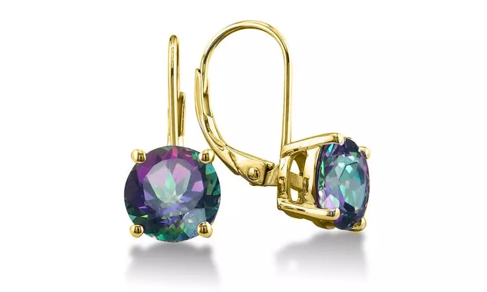 Rainbow Topaz Gemstone Leverback Earrings 1 or 2 Pair Option