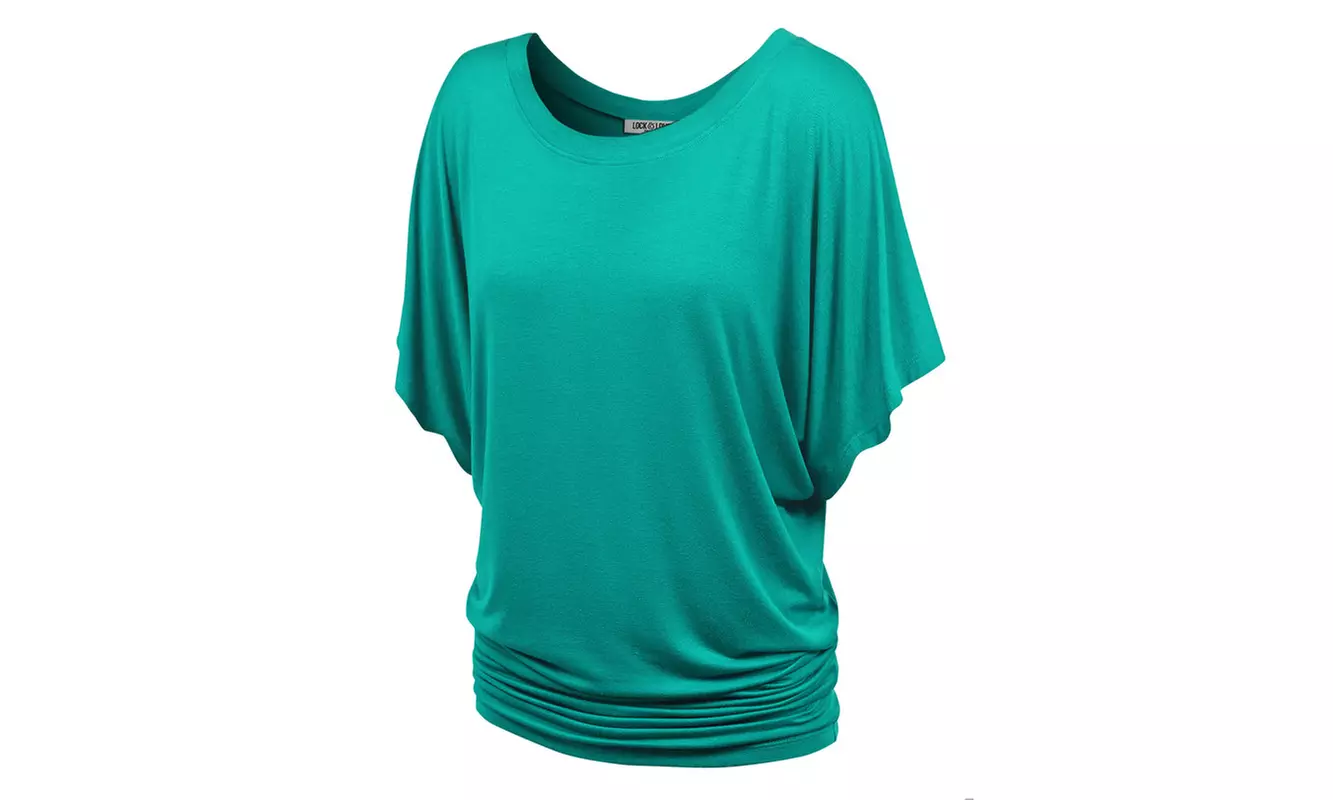 Made by Johnny Womens Scoop Round Neckline with Kimono Sleeves Top