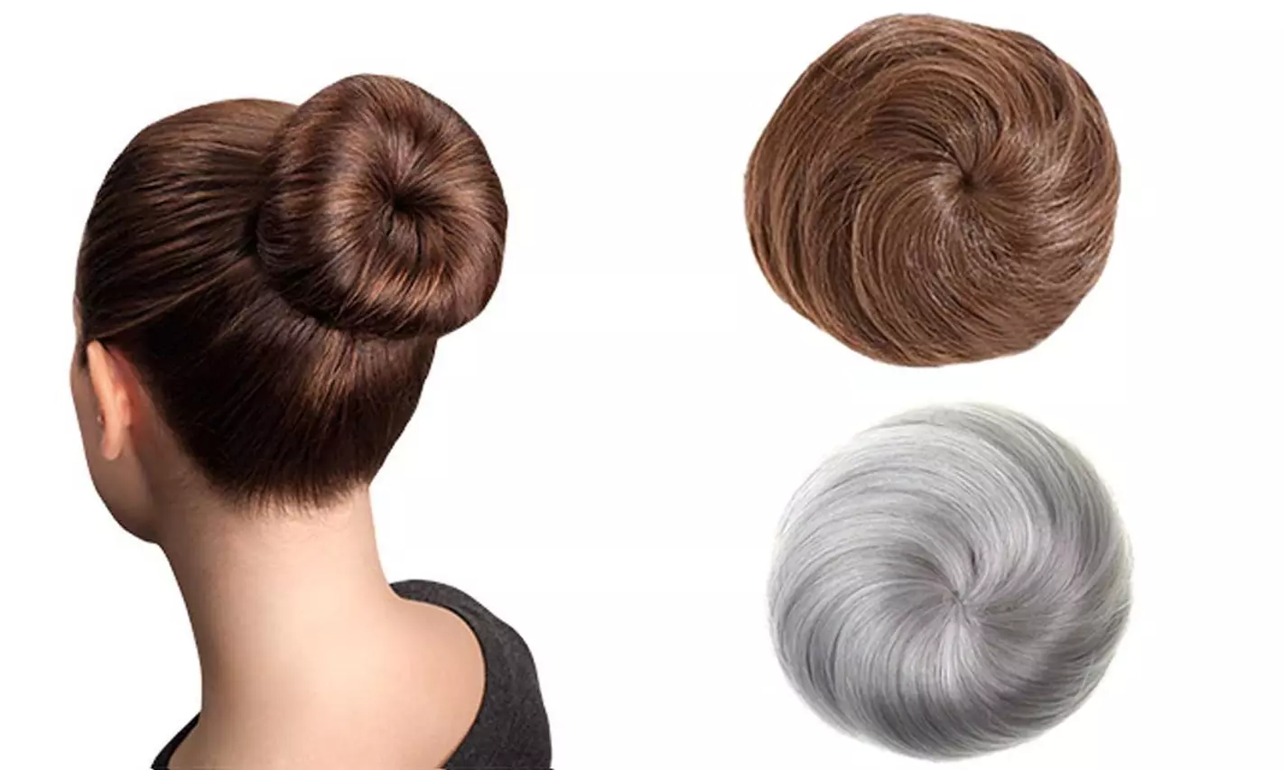 Fake Hair Buns Extensions Clip in Donut Synthetic Hair Bun Ballerina - Primary Image
