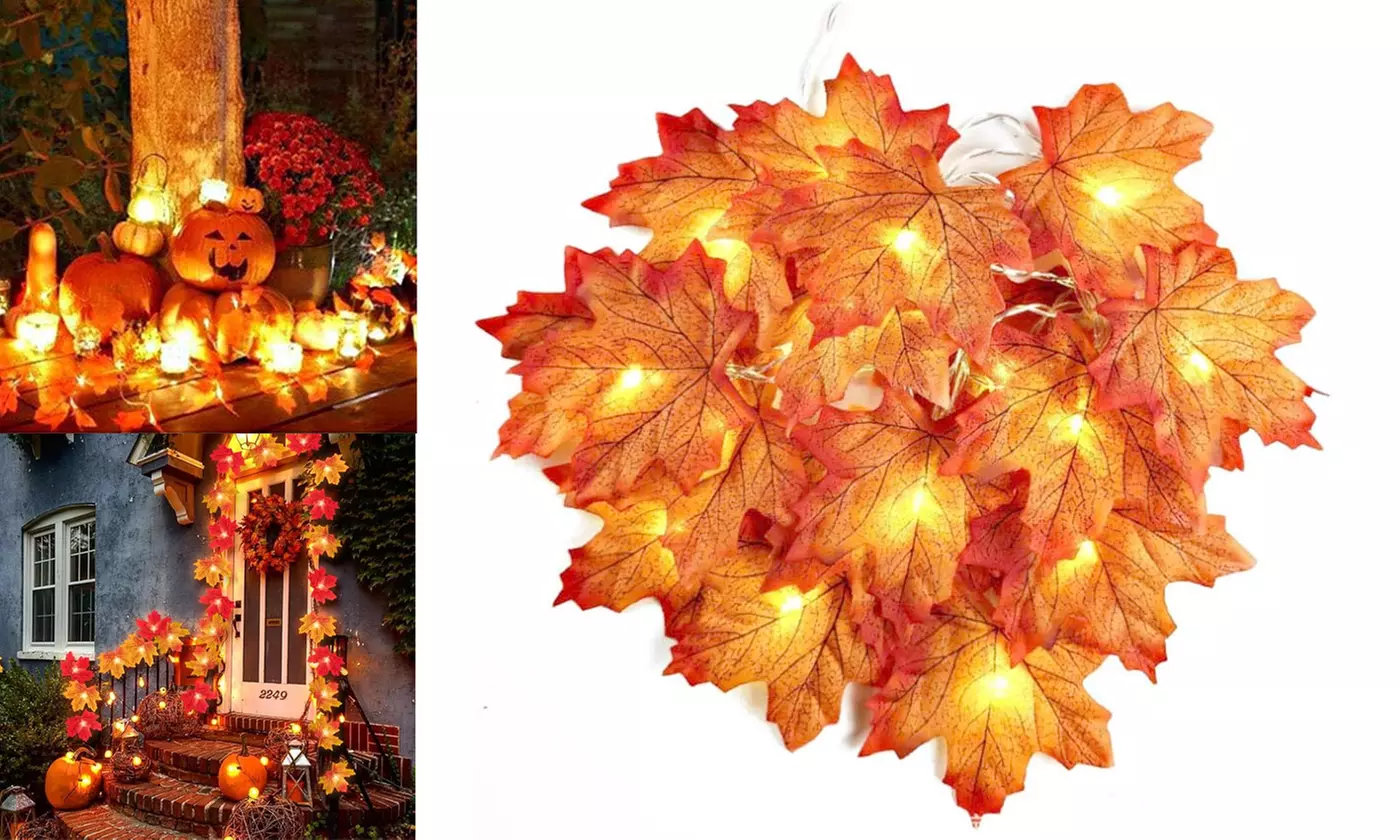 ItBelongs2U Fall Maple Leaf Style String Lights for Halloween Christmas Party 