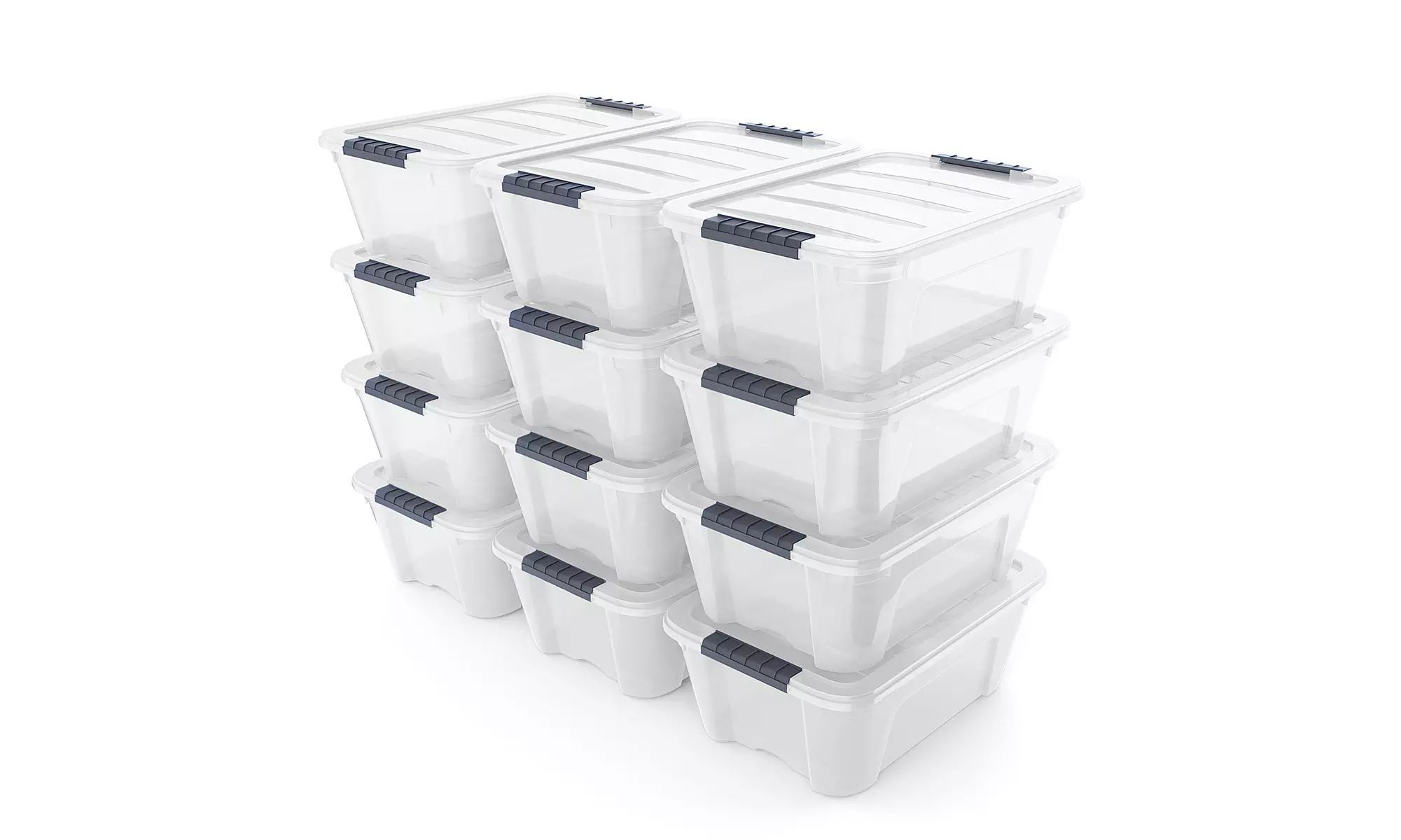 12.7Quart/ 12 Liter 12 Pack Latch Stack Storage Box Tubs Bins Latches Handles