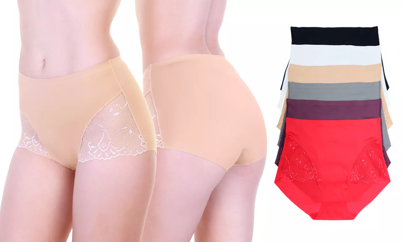 6-Pack Angelina Laser Cut High-Rise Full-Coverage Briefs with Lace Detail - Primary Image