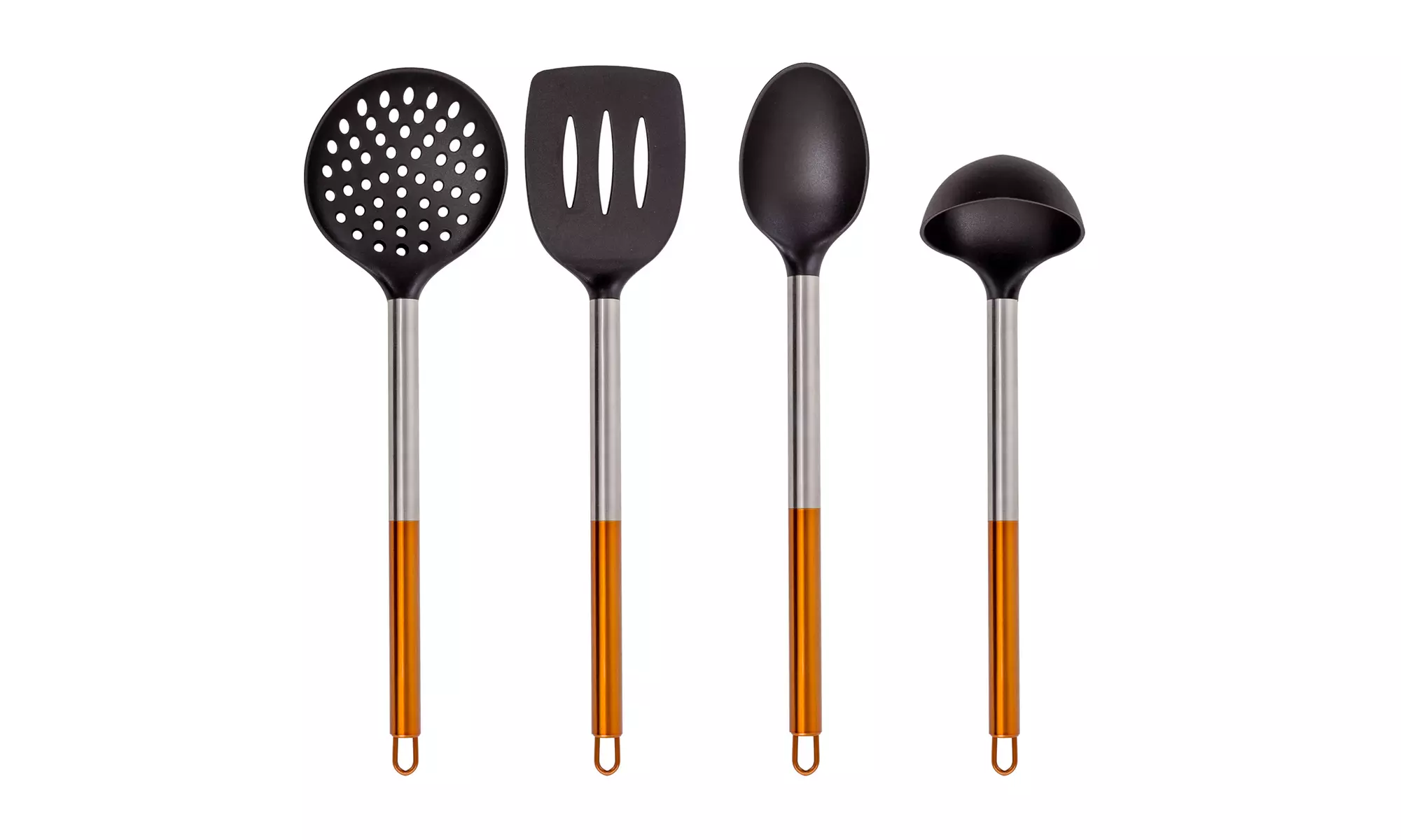 Two Tone 15" Inch Stainless Steel & Nylon Kitchen Gadget Utensil Tool Set