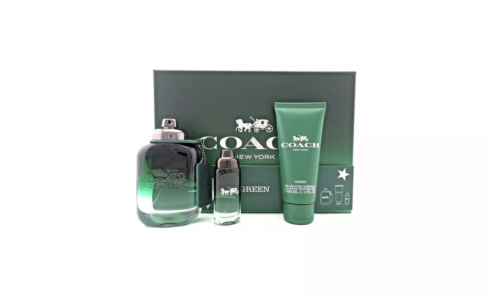 Coach New York Green Eau De Toilette 3 Piece Gift Set For Men