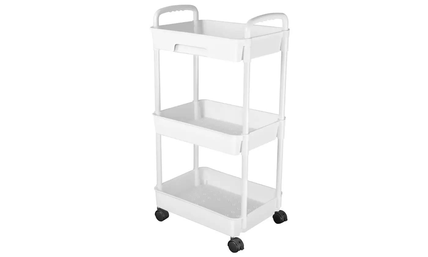 NewHome 3-Tier/4-Tier Rolling Storage Cart Mobile Shelving Unit Utility Cart